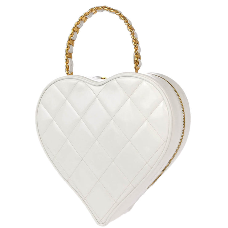 Chanel * White Heart Vanity Handbag