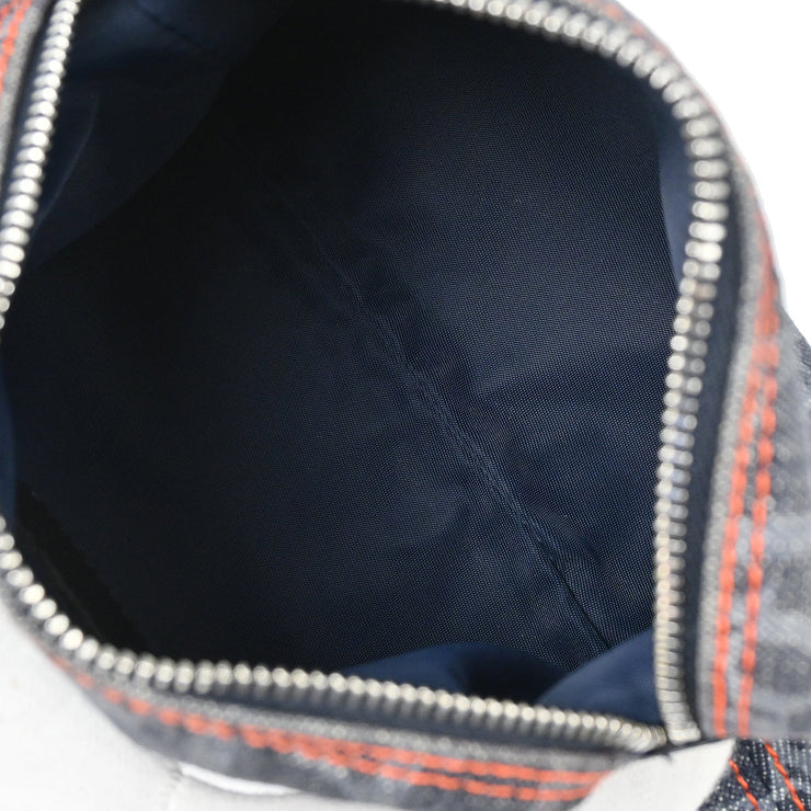 Christian Dior Navy Canvas Flight Trotter Cosmetic Pouch Bag