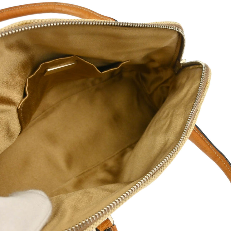 Prada * Beige Canvas Ostrich Handbag