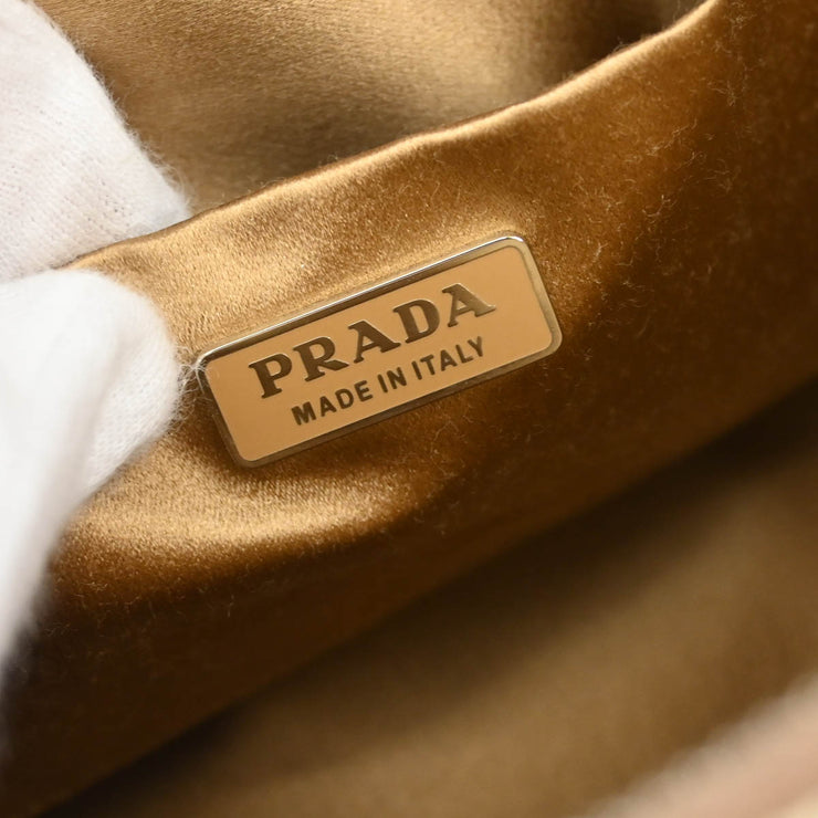 Prada * Beige Canvas Ostrich Handbag