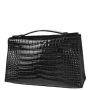 Hermes * Black Crocodile Alligator Pochette Kelly Mini Handbag