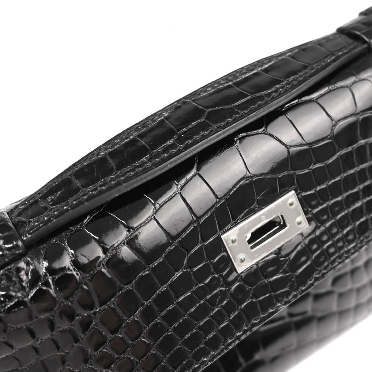 Hermes * Black Crocodile Alligator Pochette Kelly Mini Handbag