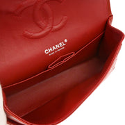 Chanel Red Lambskin Medium Classic Double Flap Shoulder Bag