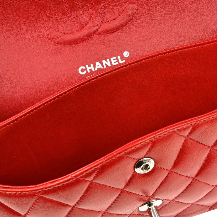 Chanel Red Lambskin Medium Classic Double Flap Shoulder Bag