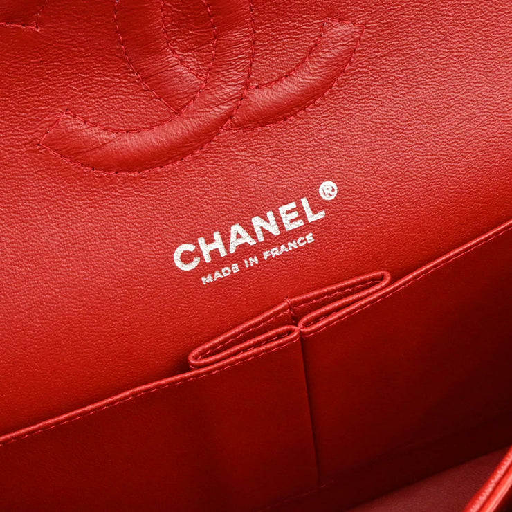 Chanel Red Lambskin Medium Classic Double Flap Shoulder Bag