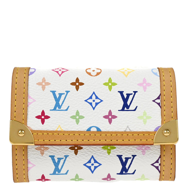 Louis Vuitton 2005 White Multicolor Porte Monnaie Plat Wallet M92657