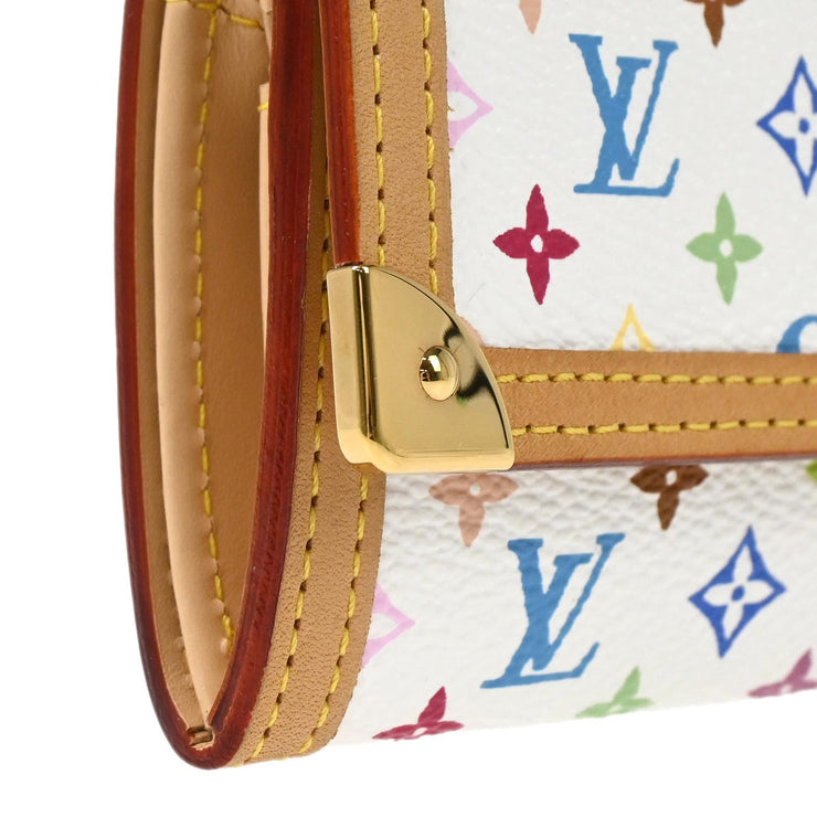 Louis Vuitton 2005 White Multicolor Porte Monnaie Plat Wallet M92657