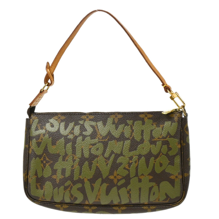 Louis Vuitton 2001 Khaki Graffiti Pochette Accessoires Handbag M92191