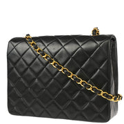 Chanel Black Lambskin Classic Square Flap Shoulder Bag 20