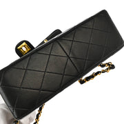 Chanel Black Lambskin Classic Square Flap Shoulder Bag 20