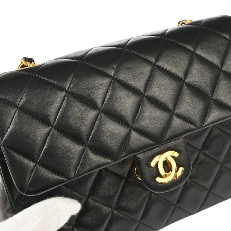 Chanel Black Lambskin Classic Square Flap Shoulder Bag 20