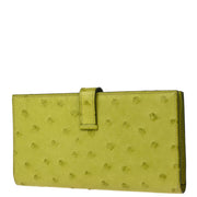 Hermes * 2006 Anis Green Ostrich Bearn Soufre Long Wallet