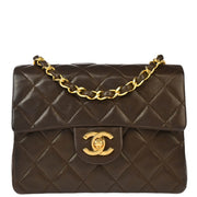 Chanel 2006-2008 Brown Lambskin Mini Classic Square Flap Shoulder Bag 17