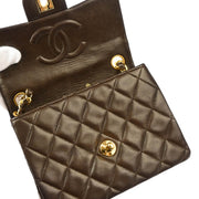 Chanel 2006-2008 Brown Lambskin Mini Classic Square Flap Shoulder Bag 17