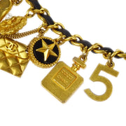 Chanel Gold Black Icon Chain Belt 93A Small Good