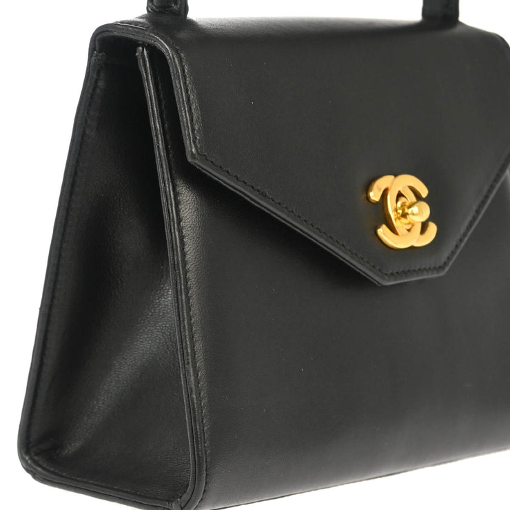 Chanel * Black Leather Single Flap Handbag