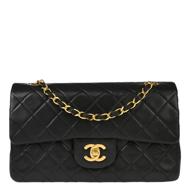 Chanel Black Lambskin Small Classic Double Flap Shoulder Bag