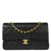 Chanel Black Lambskin Medium Classic Double Flap Shoulder Bag