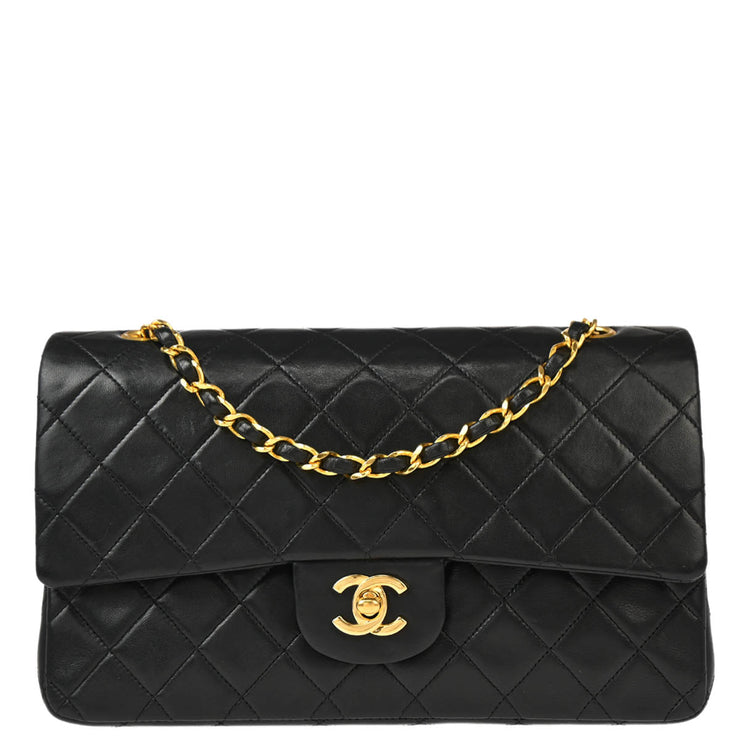 Chanel Black Lambskin Medium Classic Double Flap Shoulder Bag