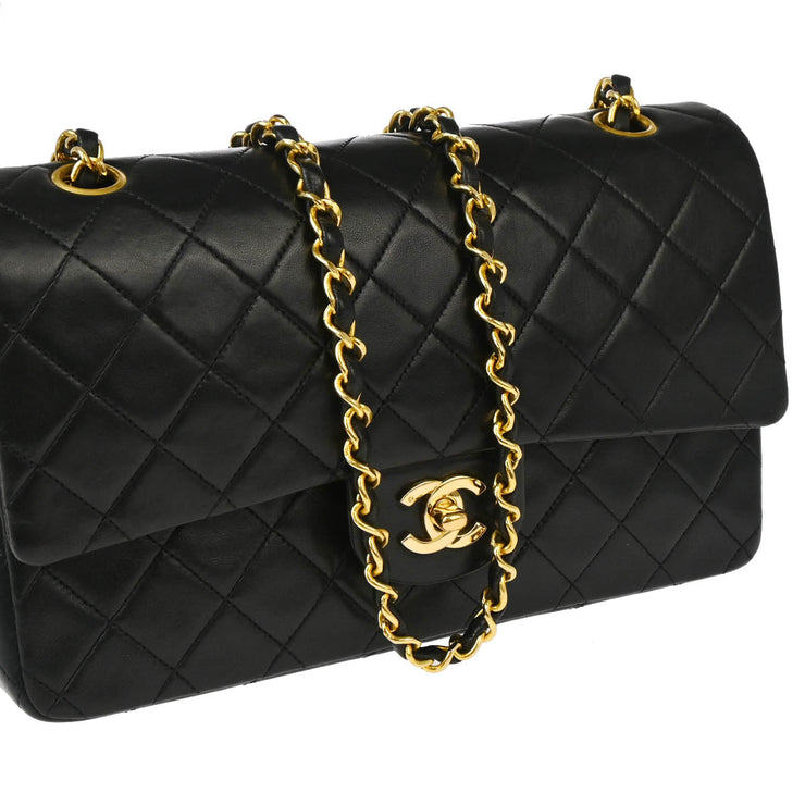 Chanel Black Lambskin Medium Classic Double Flap Shoulder Bag