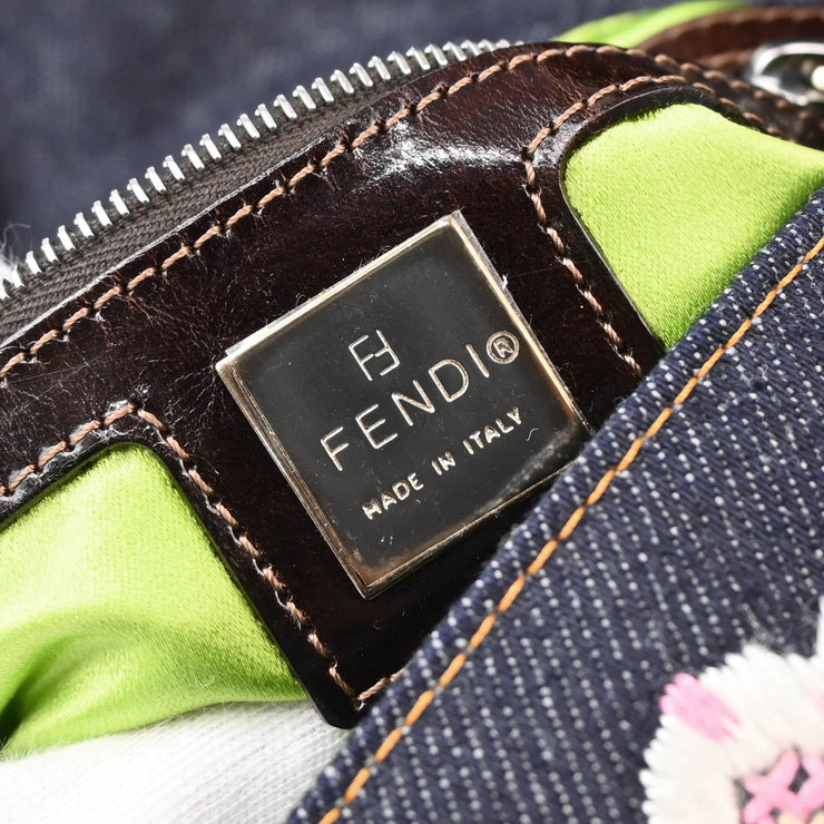 Fendi Navy Denim Flower Mamma Baguette Handbag