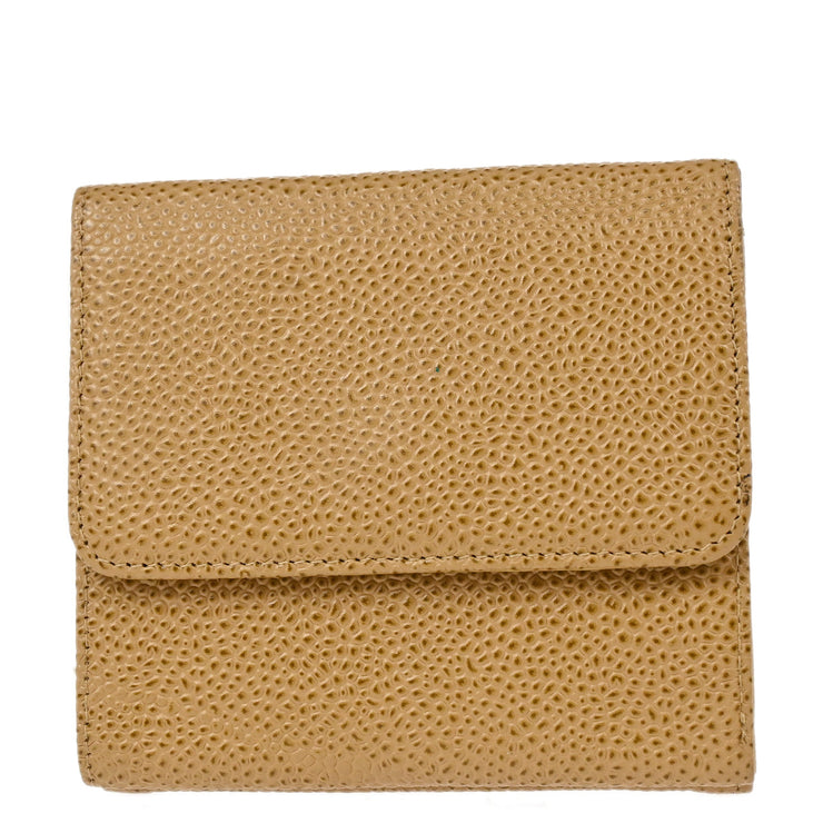 Chanel 2001-2003 Beige Caviar Bifold Wallet Purse