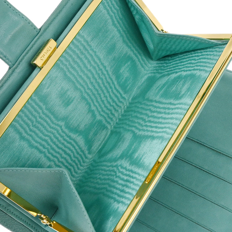 Chanel 1997-1999 Green Caviar Long Wallet Purse