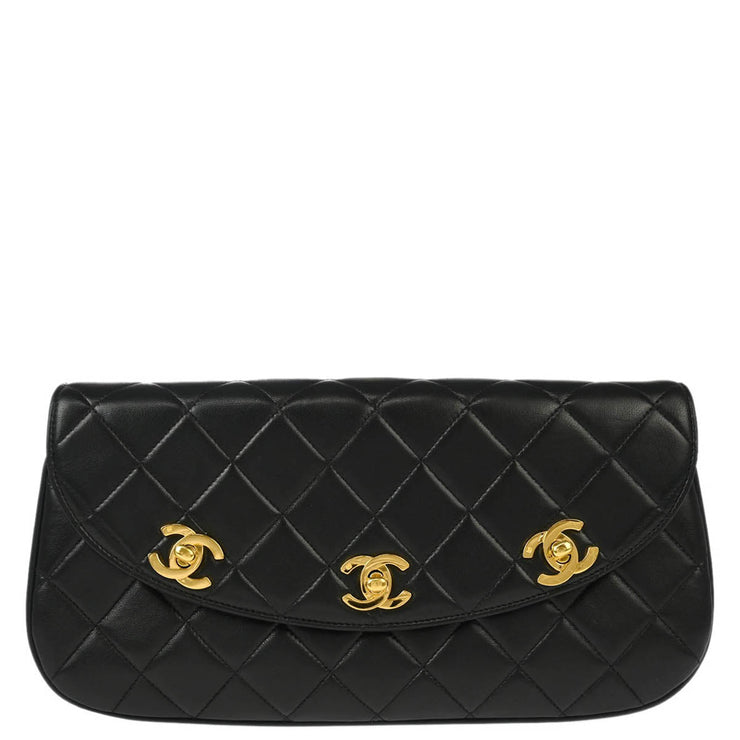 Chanel * 1991-1994 Black Lambskin Clutch Bag