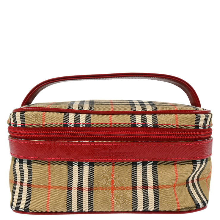 Burberrys Red Beige House Check Vanity Handbag