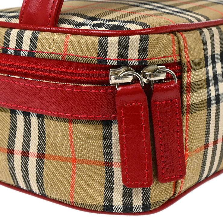 Burberrys Red Beige House Check Vanity Handbag