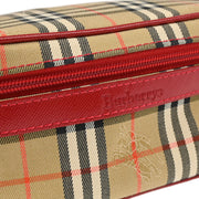 Burberrys Red Beige House Check Vanity Handbag