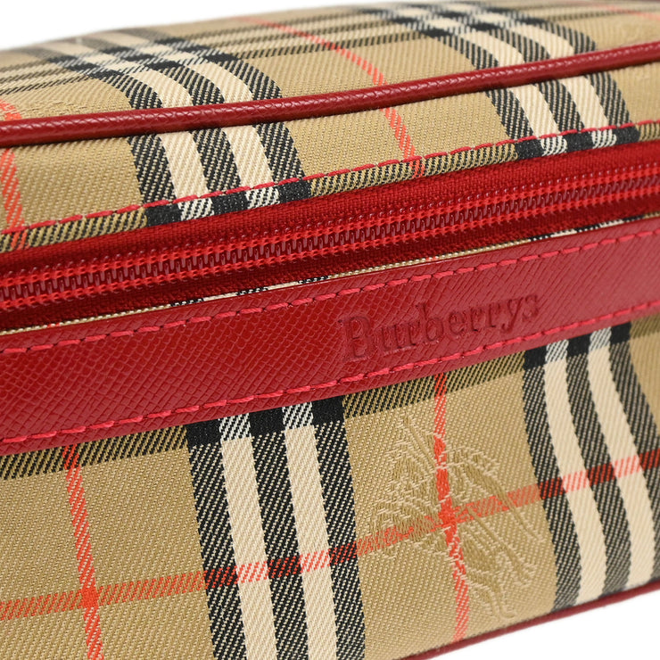 Burberrys Red Beige House Check Vanity Handbag