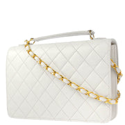 Chanel * 1989-1991 White Lambskin Shoulder Bag