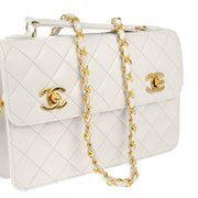 Chanel * 1989-1991 White Lambskin Shoulder Bag