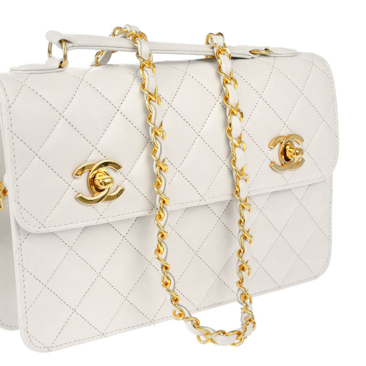 Chanel * White Lambskin Shoulder Bag