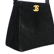 Chanel Black Velvet Double Sided Turnlock Handbag