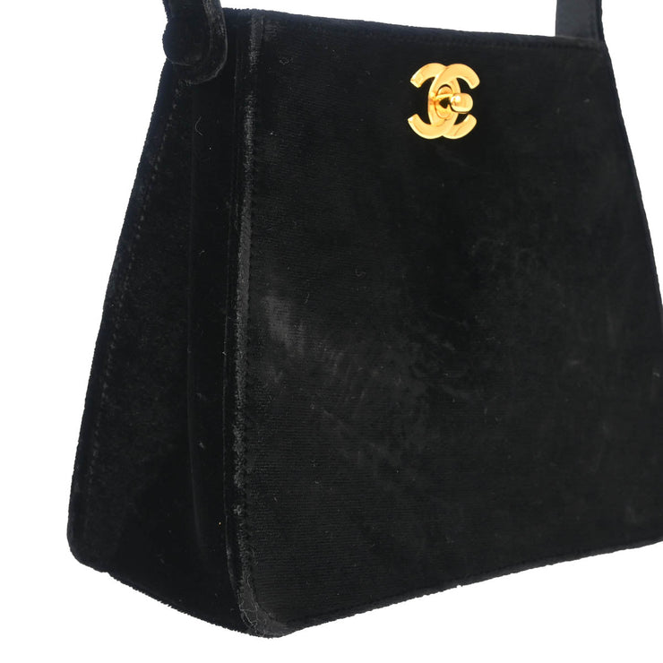 Chanel 1997-1999 Black Velvet Double Sided Turnlock Handbag