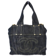 Chanel 2005-2006 Navy Sparkling Denim Tote Handbag