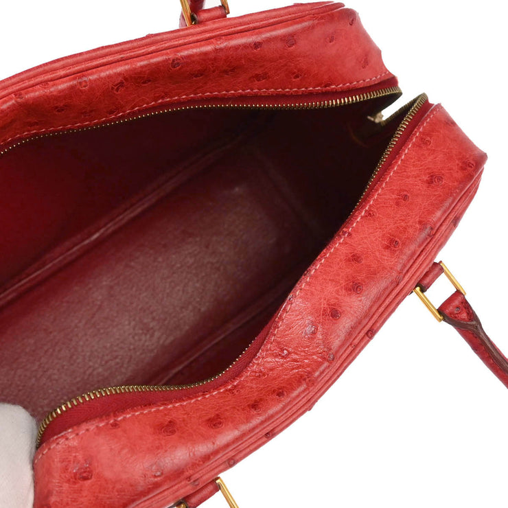 Hermes * Rouge Vif Ostrich Mini Plume Handbag