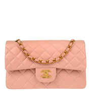 Chanel * Pink Lambskin Small Classic Double Flap Shoulder Bag