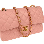 Chanel * Pink Lambskin Small Classic Double Flap Shoulder Bag