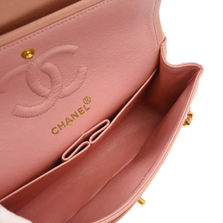 Chanel * Pink Lambskin Small Classic Double Flap Shoulder Bag