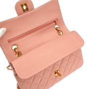 Chanel * Pink Lambskin Small Classic Double Flap Shoulder Bag