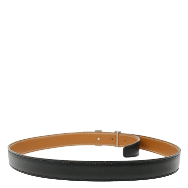 Hermes Black Box Calf Constance Reversible Belt #74 Small Good