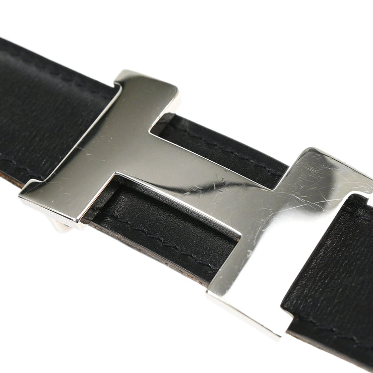 Hermes Black Box Calf Constance Reversible Belt #74 Small Good