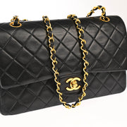 Chanel Black Lambskin Medium Classic Double Flap Shoulder Bag