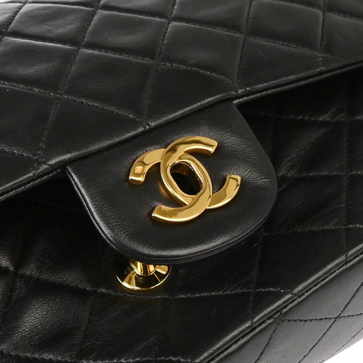 Chanel Black Lambskin Medium Classic Double Flap Shoulder Bag