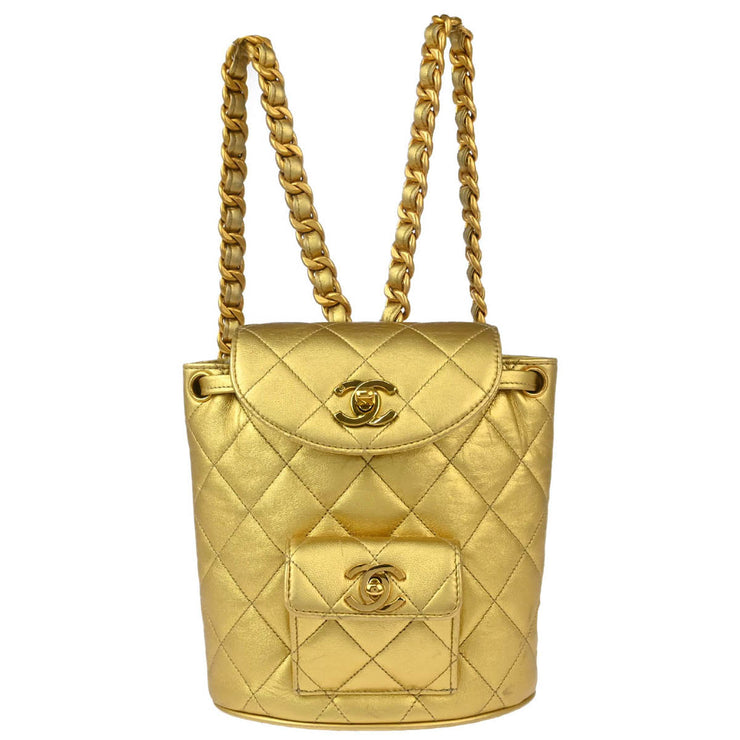 Chanel * 1991-1994 Gold Lambskin Duma Small Backpack