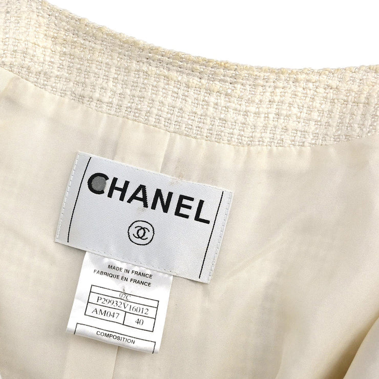 Chanel 2007 Collarless Jacket White #40