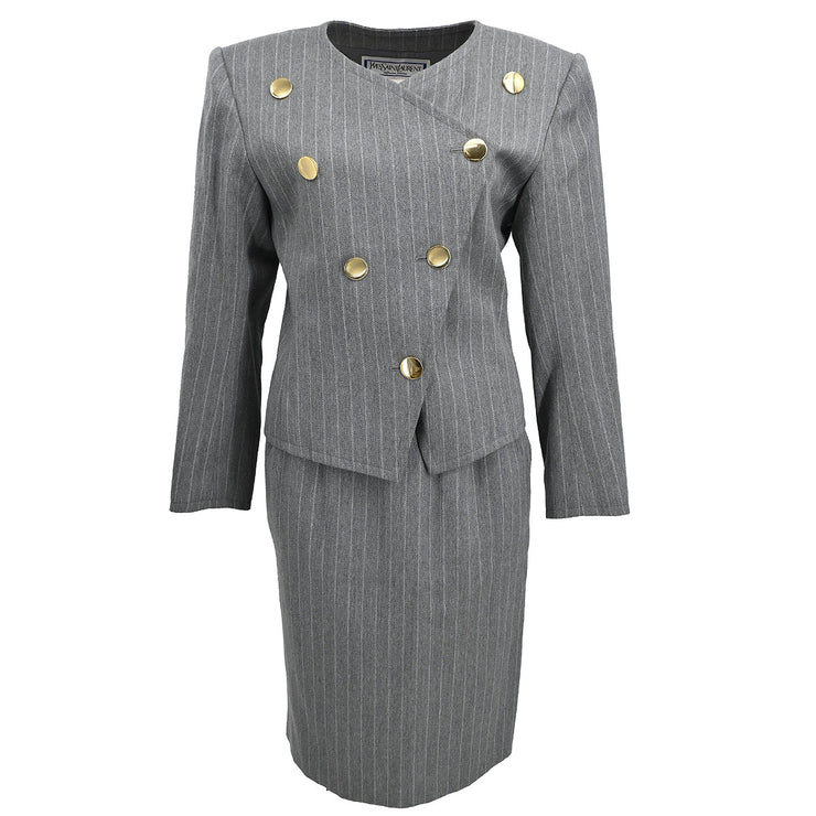 Yves Saint Laurent Setup Suit Jacket Skirt Gray #M